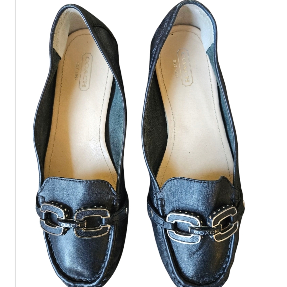 Coach Black Leather Loafers for Women - Picture 2 of 6